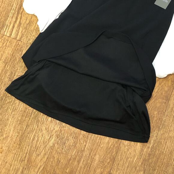 Vince Camuto Black Cold Shoulder White Chiffon Sleeves Dress Size Small - Picture 8 of 13